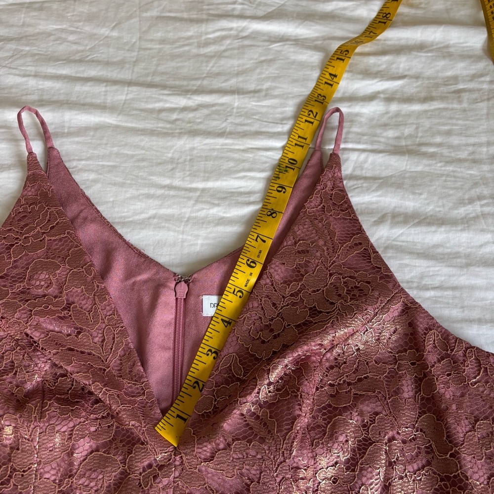 Dress the Population Mauve Gold Lace Leilani Illusion Hem Midi Dress • Size XL - Picture 5 of 16